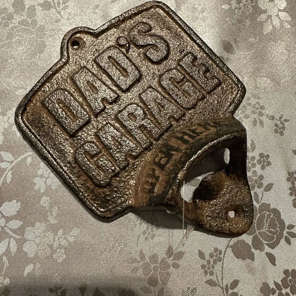 Cast iron wall mounted bottle opener dads garage man cave